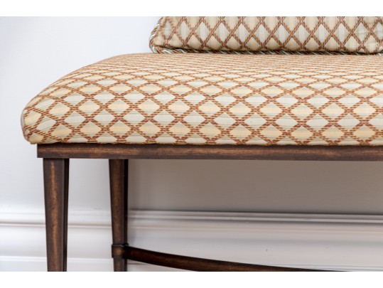 Transitional Style Upholstered Window Bench With Pair Of Accent Cushions