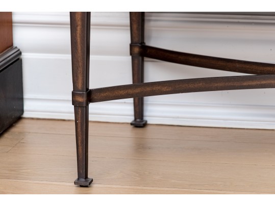 Transitional Style Upholstered Window Bench With Pair Of Accent Cushions