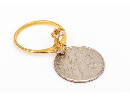 14k Yellow Gold Vertical Profile Diamond Enhancer Ring, App. 0.06 TCW, Size 6.25