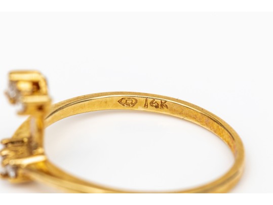 14k Yellow Gold Vertical Profile Diamond Enhancer Ring, App. 0.06 TCW, Size 6.25