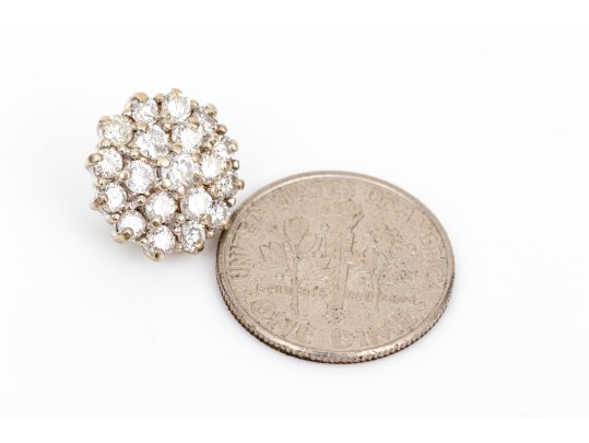 14k White Gold Diamond Set Cluster Component, App. 0.52 TCW, Unfinished