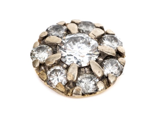 14k White Gold Eight Stone Diamond Cluster Component, App. 0.52 TCW, Unfinished