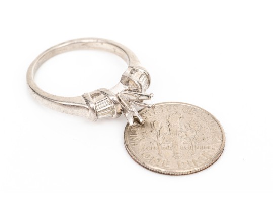 Platinum And Baguette Diamond Set Semi-mount Ring, App. 0.30 TCW, Size 7