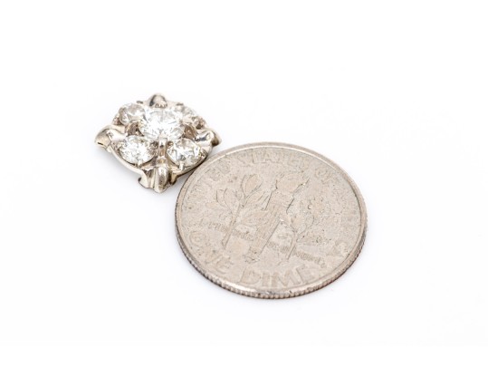 14k White Gold Five Stone Diamond Cluster Component, App. 1.12 TCW, Unfinished