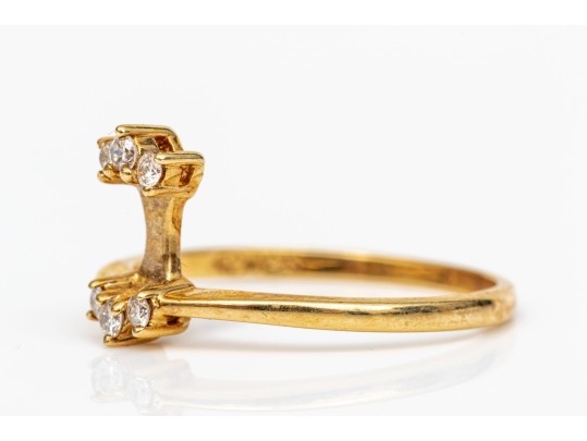 14k Yellow Gold Vertical Profile Diamond Enhancer Ring, App. 0.06 TCW, Size 6.25