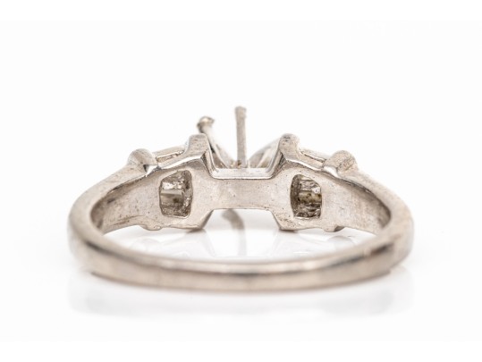 Platinum And Baguette Diamond Set Semi-mount Ring, App. 0.30 TCW, Size 7