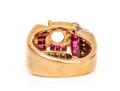 10k Yellow Gold Vintage Synthetic Ruby And Diamond Set Semi-mount Size 3+
