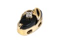 14k Yellow Gold Striking Black Onyx And Diamond Set Slide, Vertical Profile
