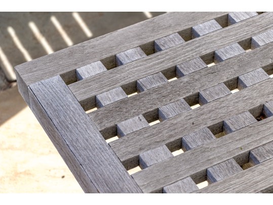 Sizable Quality Square Lattice Design Teak Outdoor Cocktail Table