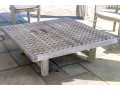 Sizable Quality Square Lattice Design Teak Outdoor Cocktail Table