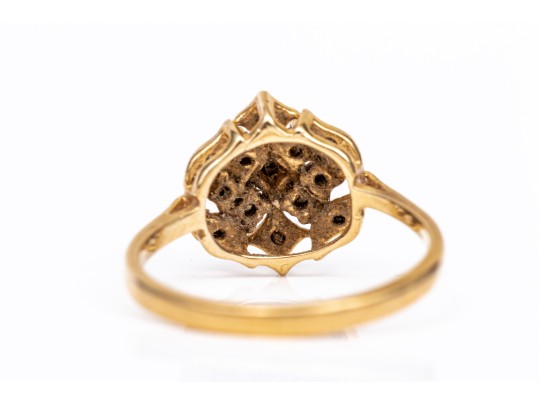 14k Yellow Gold Vintage Diamond Cluster Ring, App. 0.11 TCW, Size 6