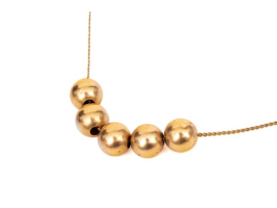 14k Yellow Gold Classic Retro Gold Ball Style Necklace