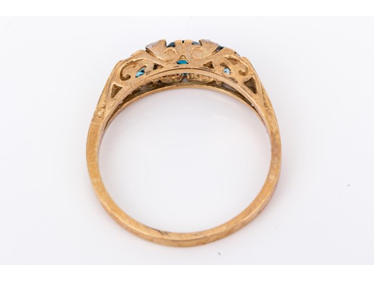 14k Yellow Gold Vintage Synthetic Blue Spinel Ring, Size 8