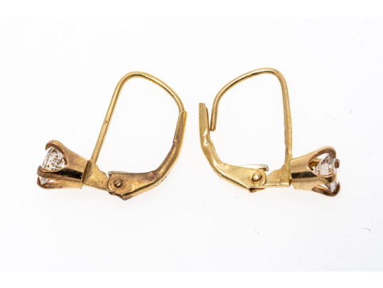 14k Yellow Gold Simple Moissanite Set Drop Earrings