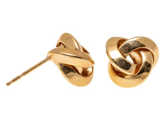 14k Yellow Gold Contemporary Knot Style Earrings
