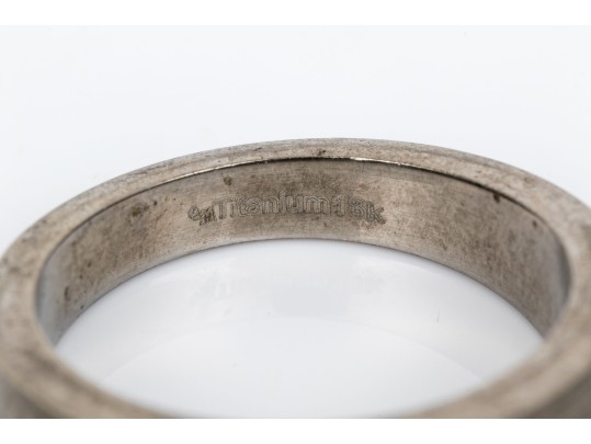 Titanium And 18k Yellow Gold Striking Diamond Set Band Ring, App. 0.14 TCW, Size 10, See Note