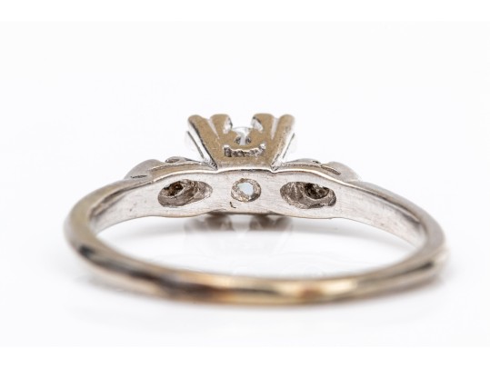 14k White Gold Vintage Diamond Three Stone Ring, App. 0.27 TCW, Size 8