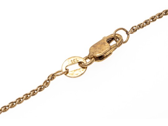 14k Yellow Gold Vintage Palette And Brush Pendant, With Chain