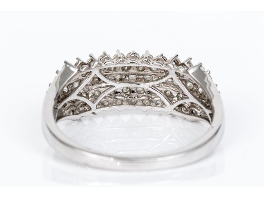10k White Gold Diamond Dome Ring, App. 0.66 TCW, Size 8