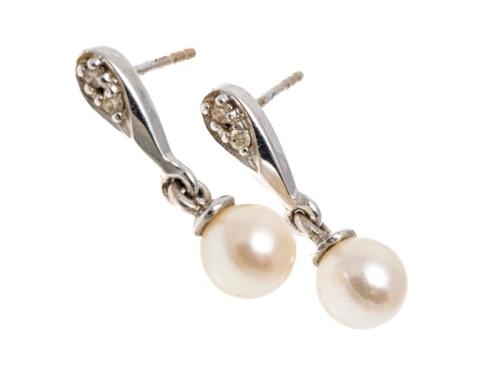 14k And 10k Gold Drop Cultured Pearl Pendant Earrings 