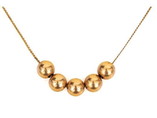 14k Yellow Gold Classic Retro Gold Ball Style Necklace