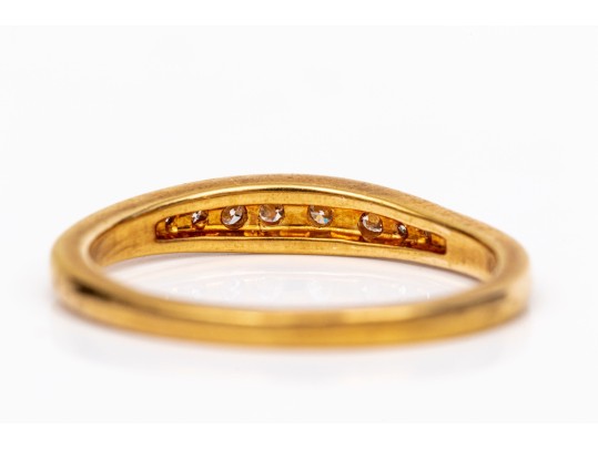 18k Yellow Gold Classic Channel Set Diamond Band Ring, App. 0.10 TCW, Size 6