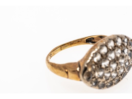 10k Yellow Gold Vintage Quartz Cluster Ring, Size 3.5+