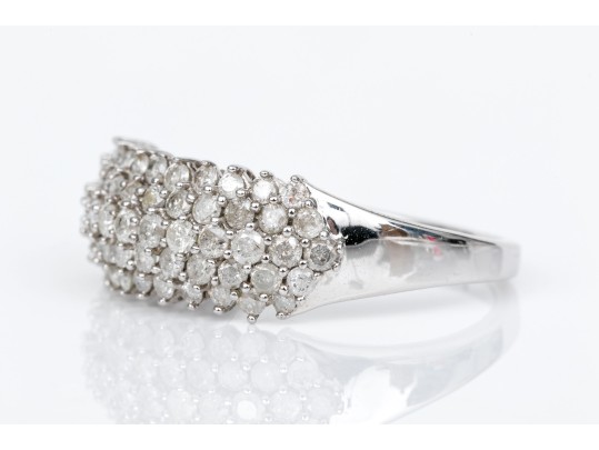 10k White Gold Diamond Dome Ring, App. 0.66 TCW, Size 8