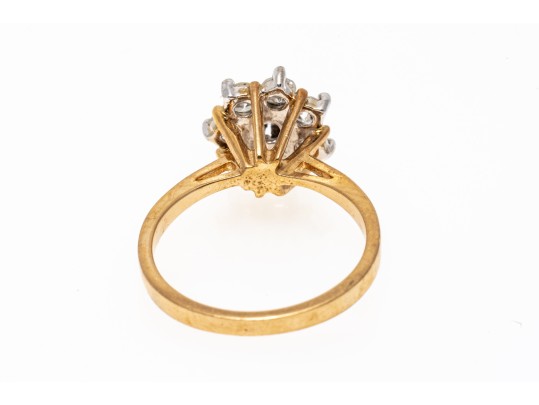 10k Yellow Gold Moissanite Cluster Ring, Size 6.25