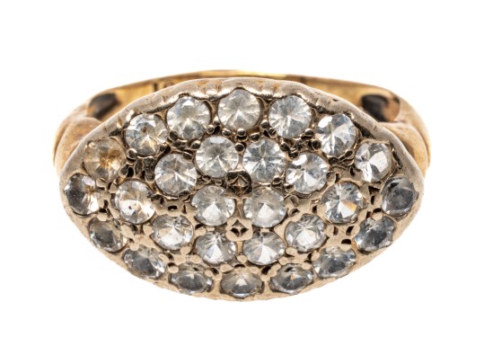 10k Yellow Gold Vintage Quartz Cluster Ring, Size 3.5+