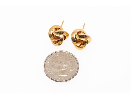 14k Yellow Gold Contemporary Knot Style Earrings