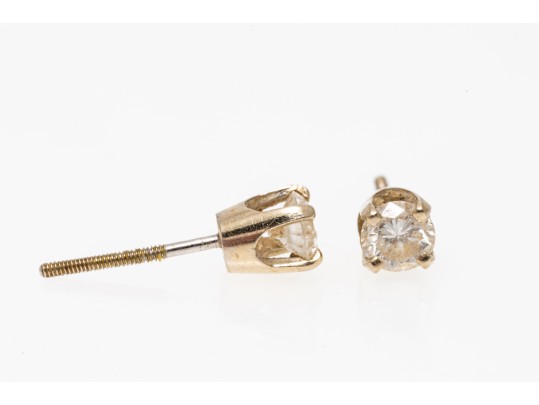 14k White Gold Simple Diamond Stud Earrings, App. 0.42 TCW