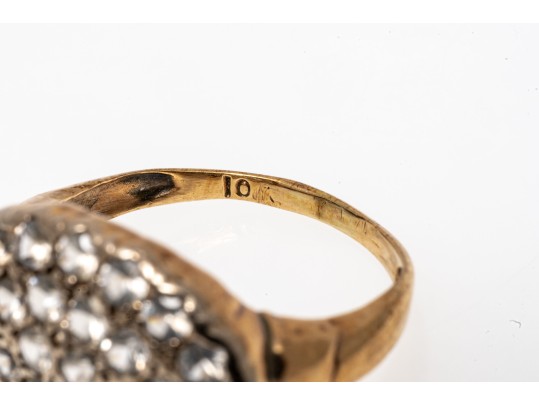 10k Yellow Gold Vintage Quartz Cluster Ring, Size 3.5+