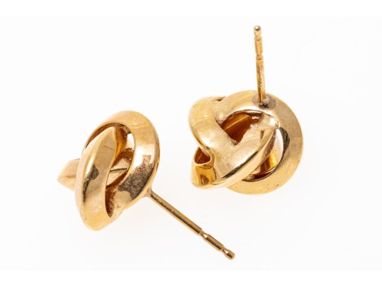 14k Yellow Gold Contemporary Knot Style Earrings
