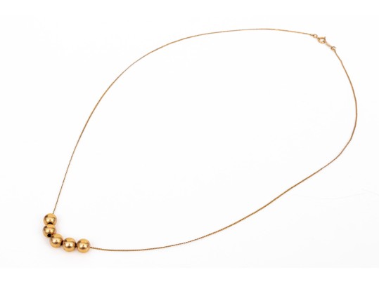 14k Yellow Gold Classic Retro Gold Ball Style Necklace