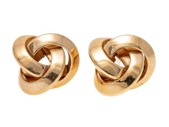 14k Yellow Gold Contemporary Knot Style Earrings