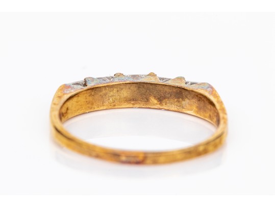 14k Yellow Gold Lovely Princess Cut Diamond Band Ring, App. 0.70 TCW, Size 7