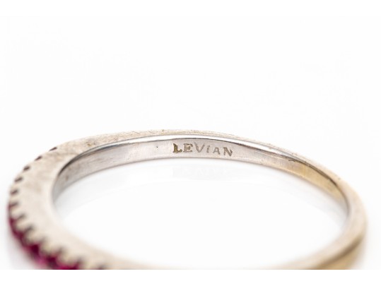 14k White Gold Narrow Ruby Band Ring, App. 0.15 TCW, Size 6