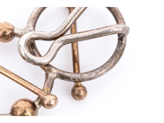 Sterling Silver And 14k Yellow Gold Fun Contemporary Open Circle Motif Bracelet