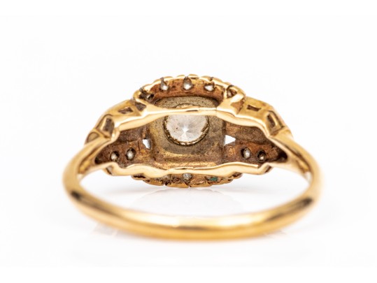 14k And 18k Vintage Round Diamond Ring, App. 0.29 TCW, Size 6.25