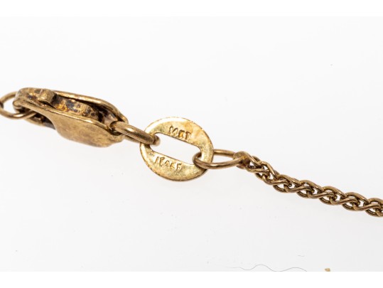 14k Yellow Gold Vintage Palette And Brush Pendant, With Chain