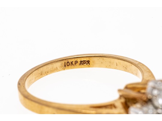 10k Yellow Gold Moissanite Cluster Ring, Size 6.25