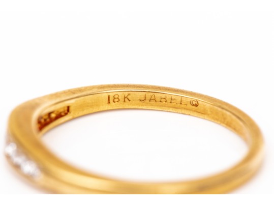 18k Yellow Gold Classic Channel Set Diamond Band Ring, App. 0.10 TCW, Size 6