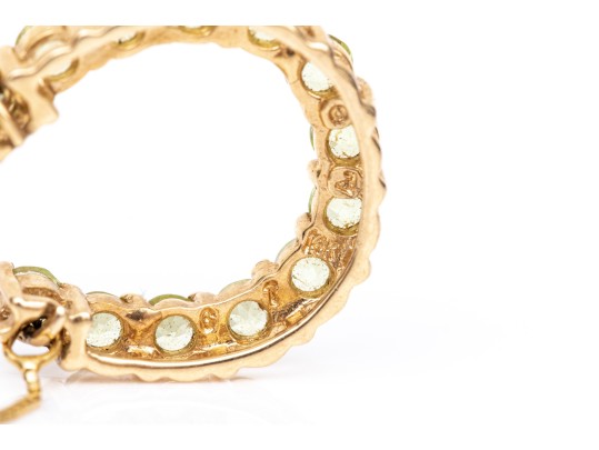 14k Yellow Gold Fun Peridot Set Horseshoe Necklace, App. 0.78 TCW
