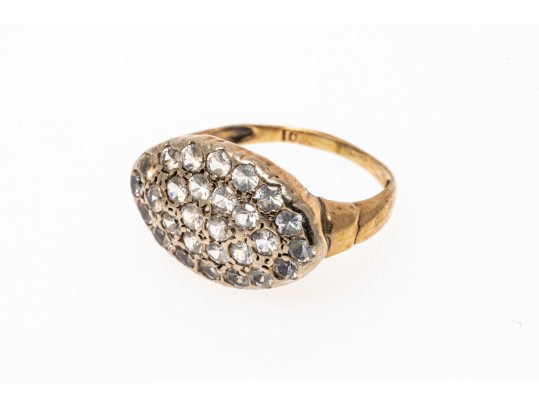 10k Yellow Gold Vintage Quartz Cluster Ring, Size 3.5+