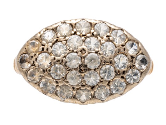 10k Yellow Gold Vintage Quartz Cluster Ring, Size 3.5+
