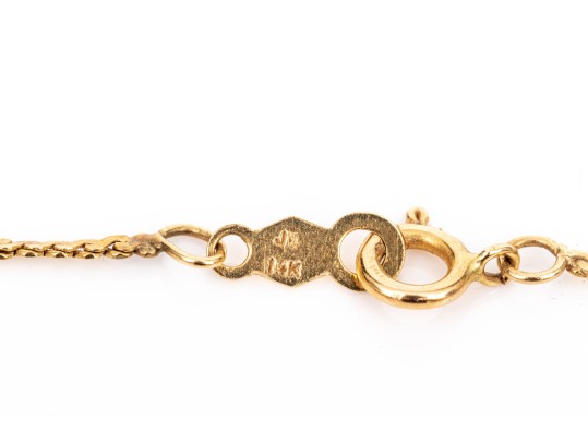 14k Gold Retro Diamond Set Twist Pendant, App. 0.17 TCW, With Chain