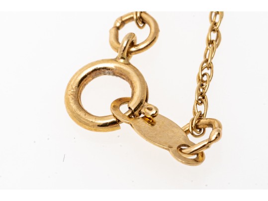 14k Yellow Gold Retro Sapphire And Diamond Set Pendant, With Chain