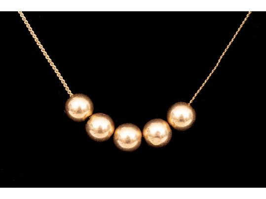 14k Yellow Gold Classic Retro Gold Ball Style Necklace