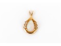 14k Yellow Gold Retro Style White Sapphire And White Opal Set Pendant
